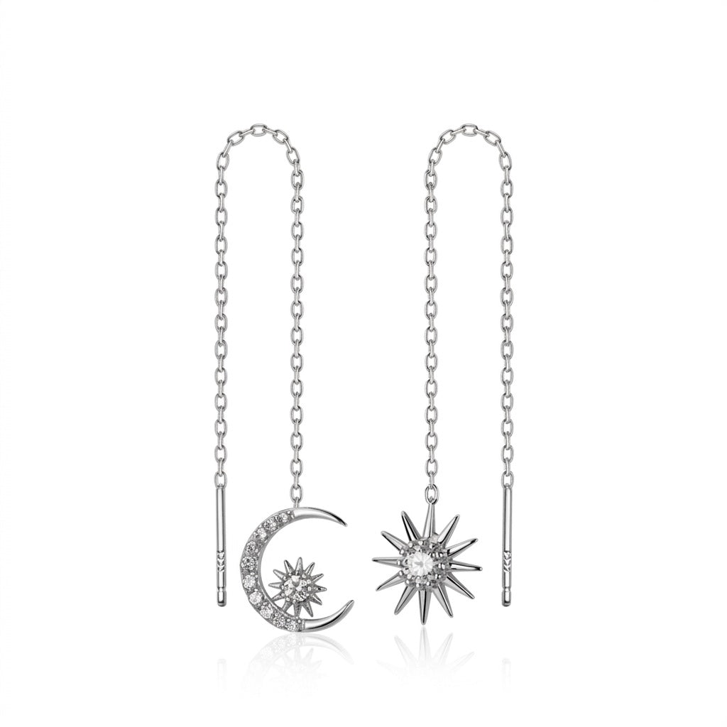 Aretes Largos Asimétricos Sol y Luna