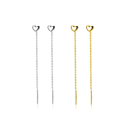 Aretes Largos Corazón Liso 10 cm