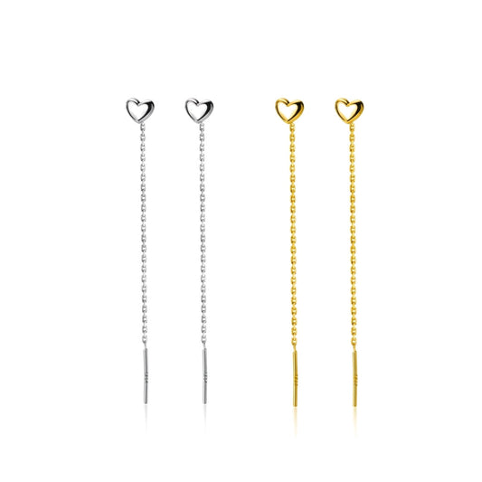 Aretes Largos Corazón Liso 10 cm