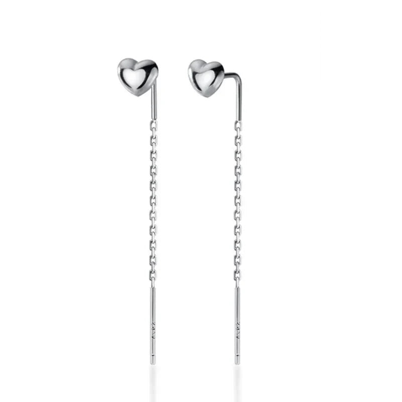 Aretes Largos Corazón Liso 6.5 cm
