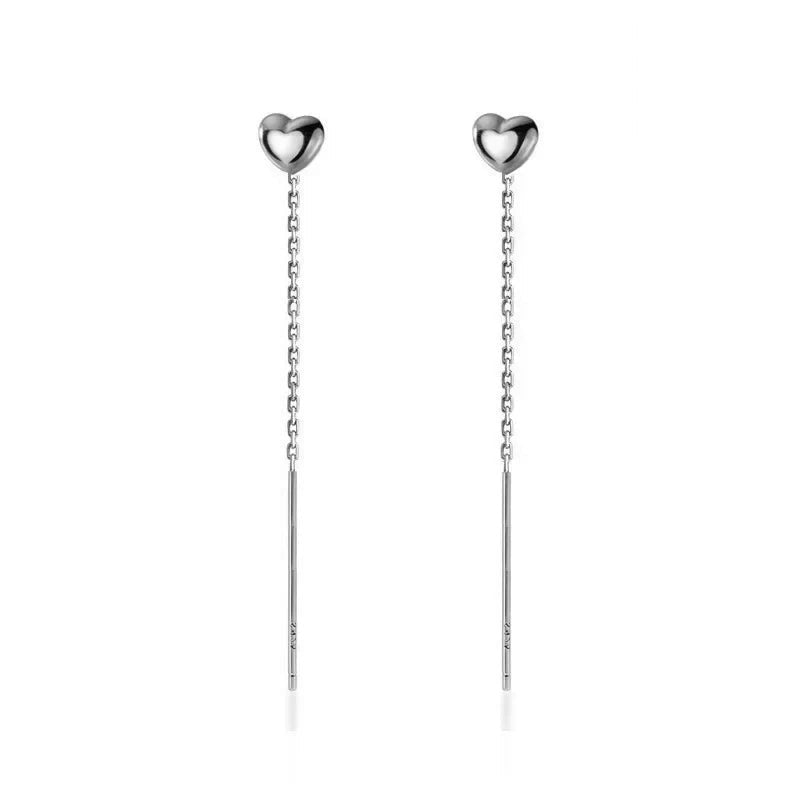 Aretes Largos Corazón Liso 6.5 cm
