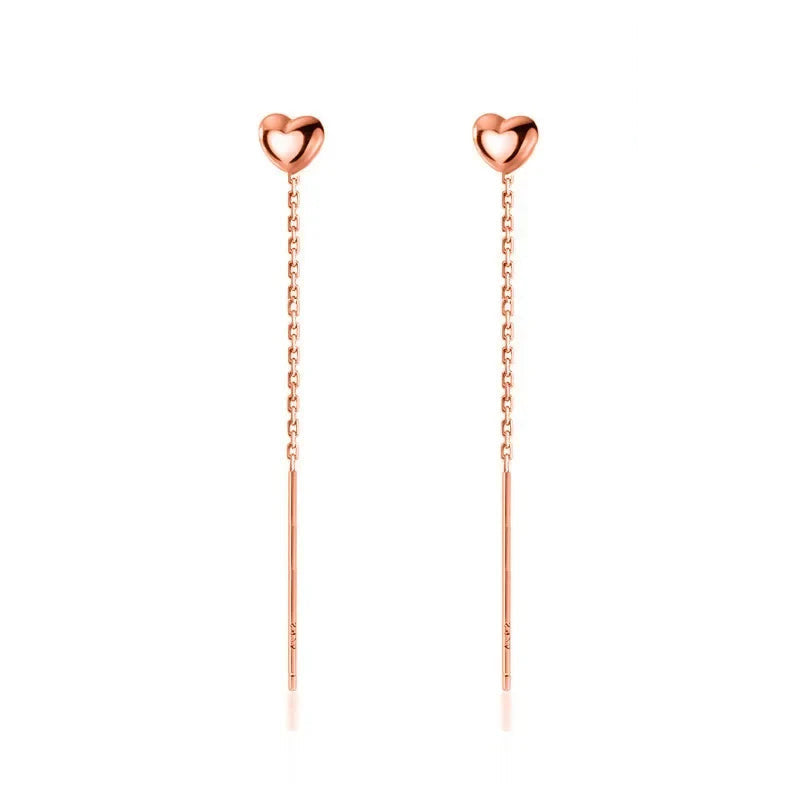 Aretes Largos Corazón Liso 6.5 cm