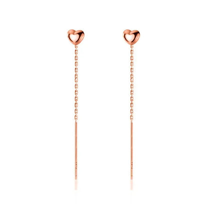 Aretes Largos Corazón Liso 6.5 cm
