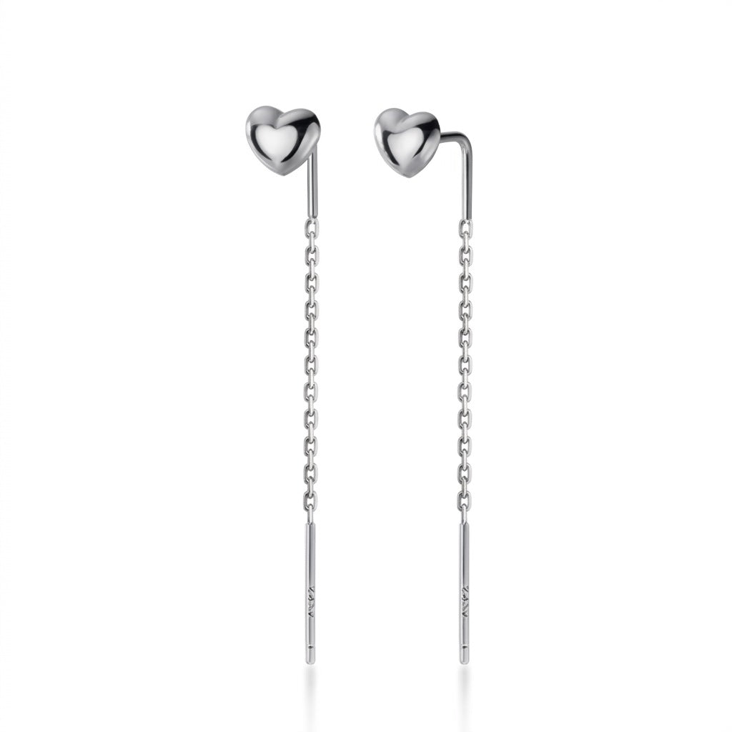 Aretes Largos Corazón Liso 6.5 cm