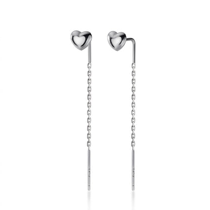 Aretes Largos Corazón Liso 6.5 cm