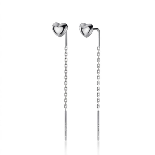 Aretes Largos Corazón Liso 6.5 cm