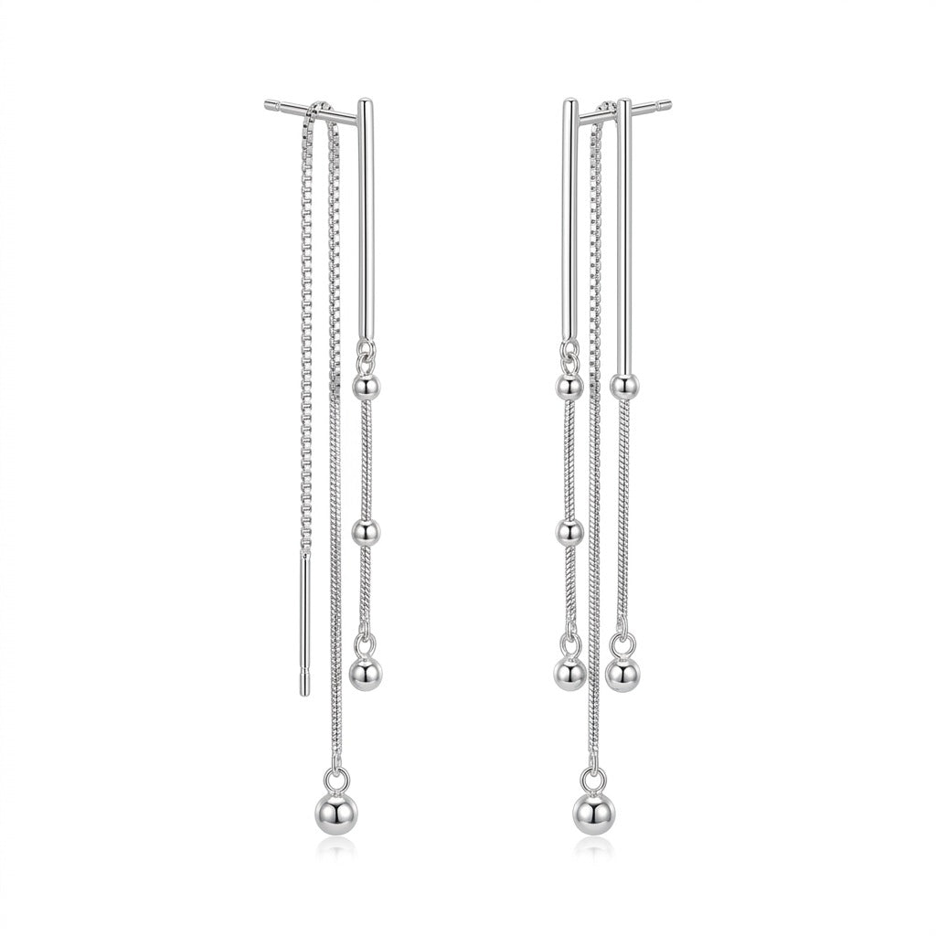 Aretes Largos de Cadena con Esferas