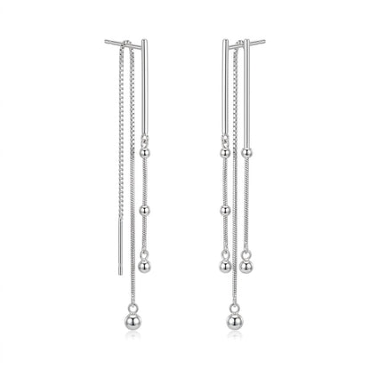 Aretes Largos de Cadena con Esferas