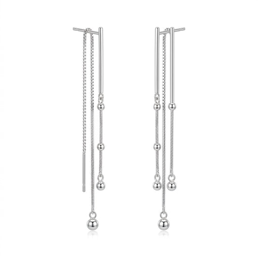 Aretes Largos de Cadena con Esferas