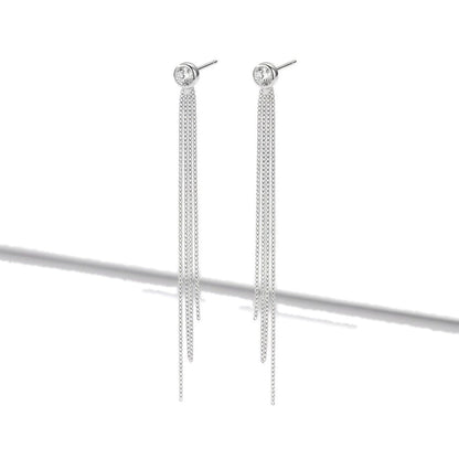 Aretes Largos de Cadena con Zirconia