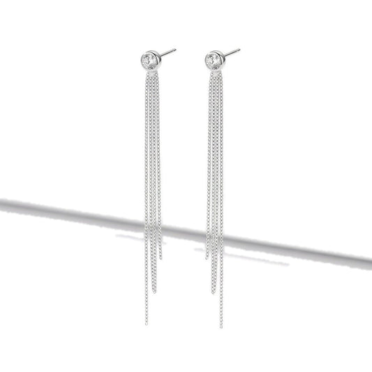 Aretes Largos de Cadena con Zirconia
