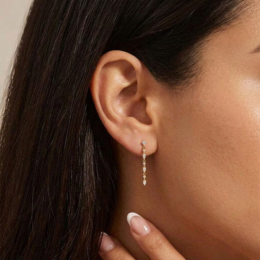 Aretes Largos de Cadena con Zirconias