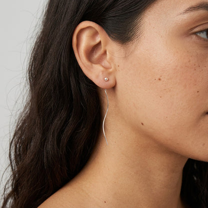 Aretes Largos de Ondas con Bolitas