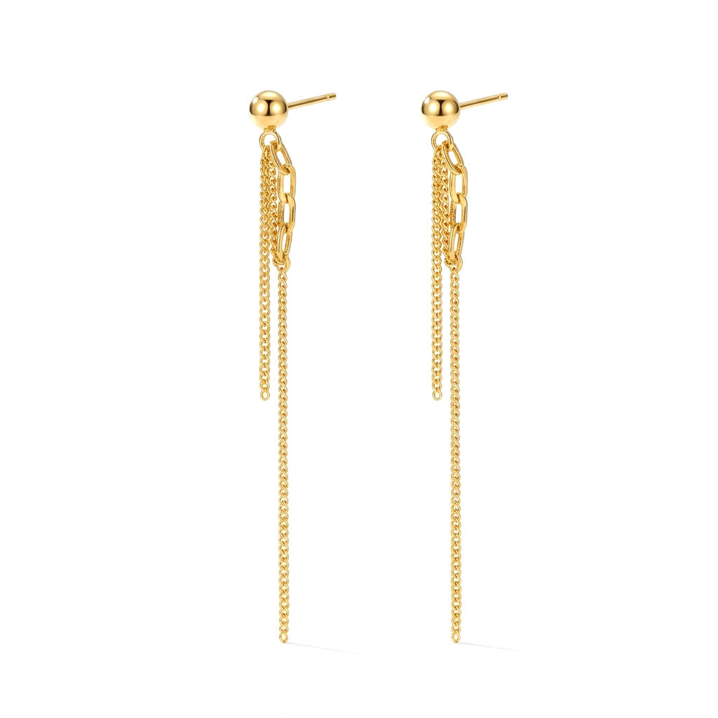 Aretes Largos Doble Cadena