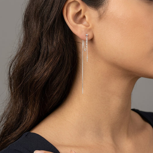 Aretes Largos Doble Cadena