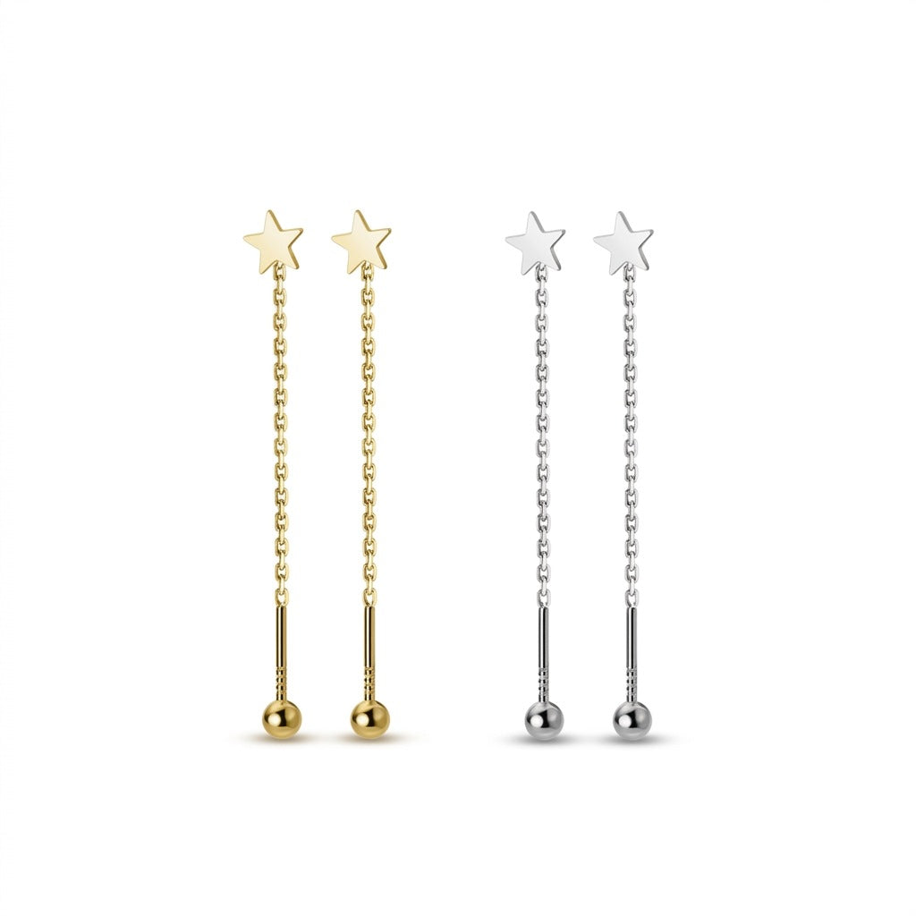 Aretes Largos Estrella con Cadena