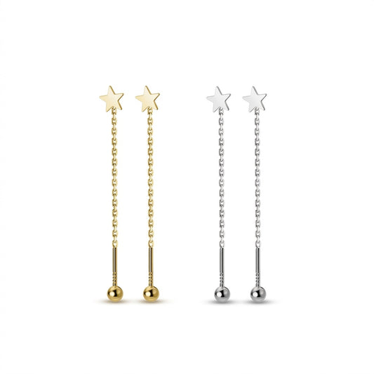 Aretes Largos Estrella con Cadena
