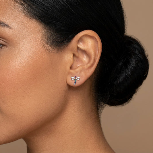 Aretes Libélula con Zirconias y Rosca