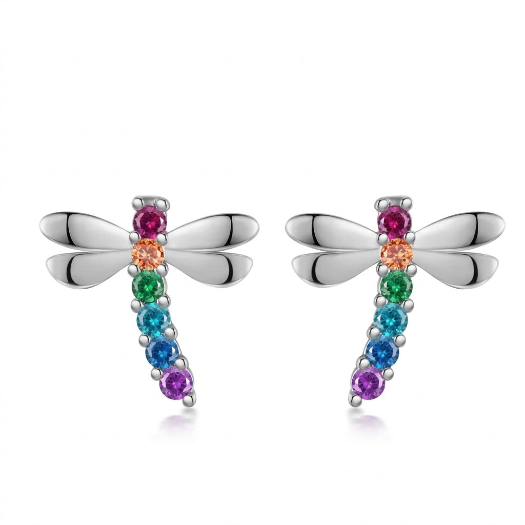Aretes Libélula con Zirconias y Rosca