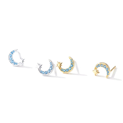 Aretes Luna y Estrella Brillantes