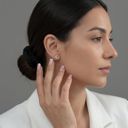 Aretes Luna y Estrella Brillantes