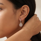 Aretes Mandala plateados puestos
