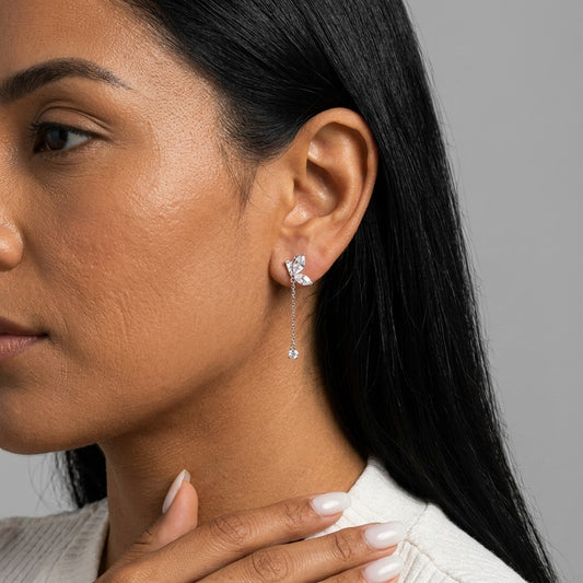 Aretes Mariposa con Cadena Colgante