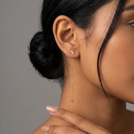 Aretes Mariposa con Cadena Veneciana