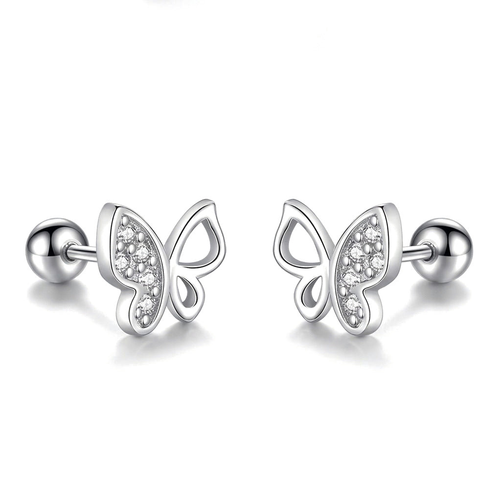 Aretes Mariposa con Zirconia de Rosca