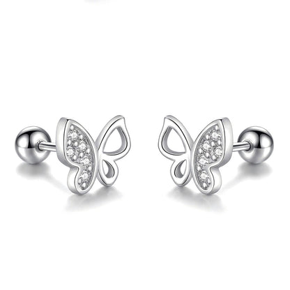 Aretes Mariposa con Zirconia de Rosca