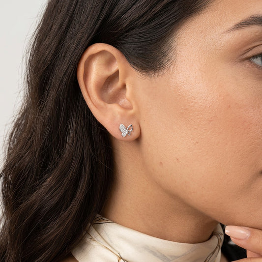 Aretes Mariposa con Zirconia de Rosca