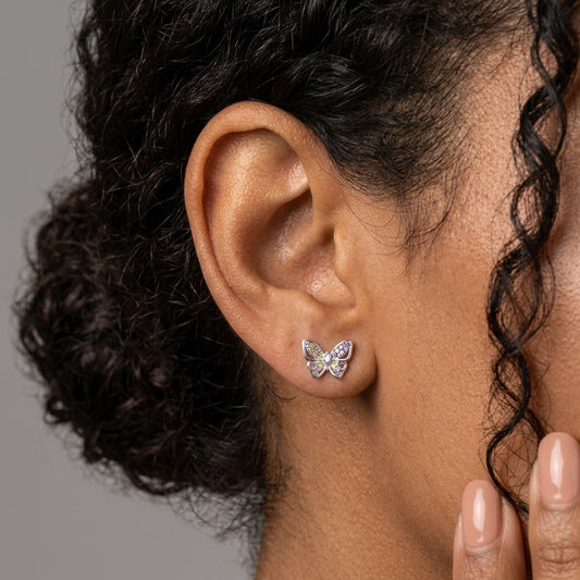 Aretes Mariposa con Zirconias de Color
