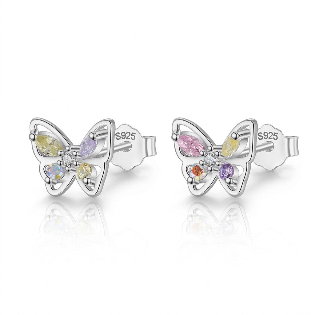 Aretes Mariposa con Zirconias de Color