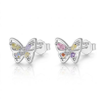 Aretes Mariposa con Zirconias de Color