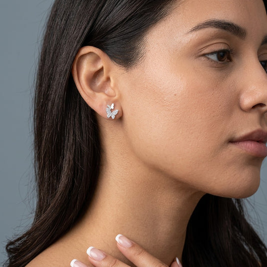 Aretes Mariposa con Zirconias en Dos Modelos