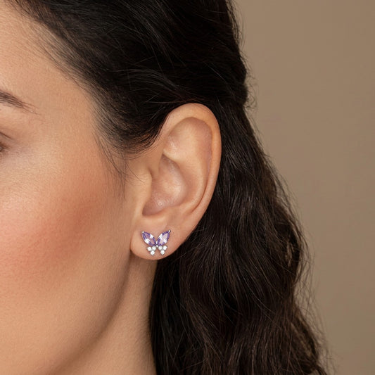 Aretes Mariposa en Blanco o Plateado