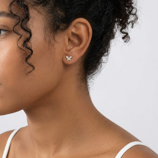 Aretes Mariposa Lisa o con Zirconias