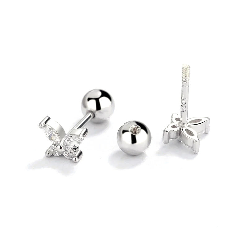 Aretes Mariposa Lisa o con Zirconias