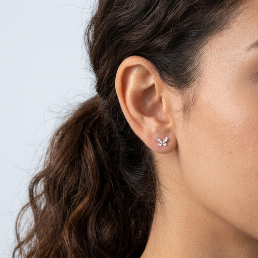 Aretes Mariposa Rosa o Morada