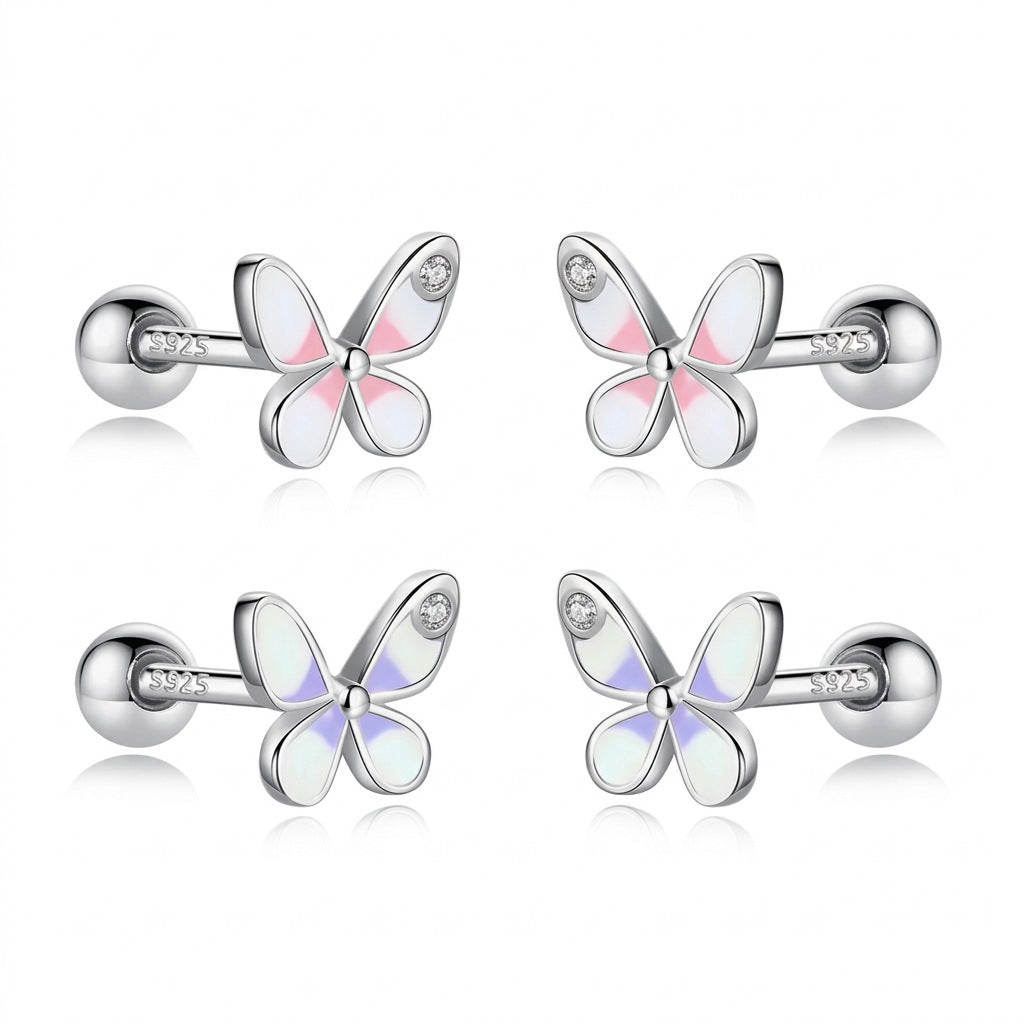 Aretes Mariposa Rosa o Morada