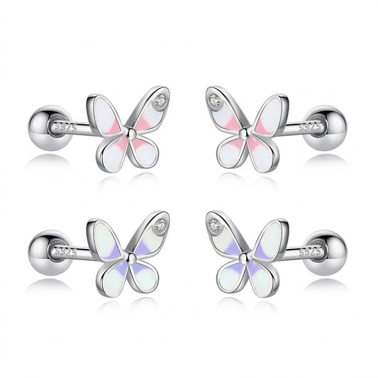 Aretes Mariposa Rosa o Morada
