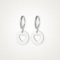 Aretes Medalla de corazón plateados