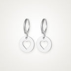 Aretes Medalla de corazón plateados