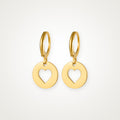 Aretes Medalla de corazón dorados