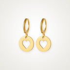 Aretes Medalla de corazón dorados