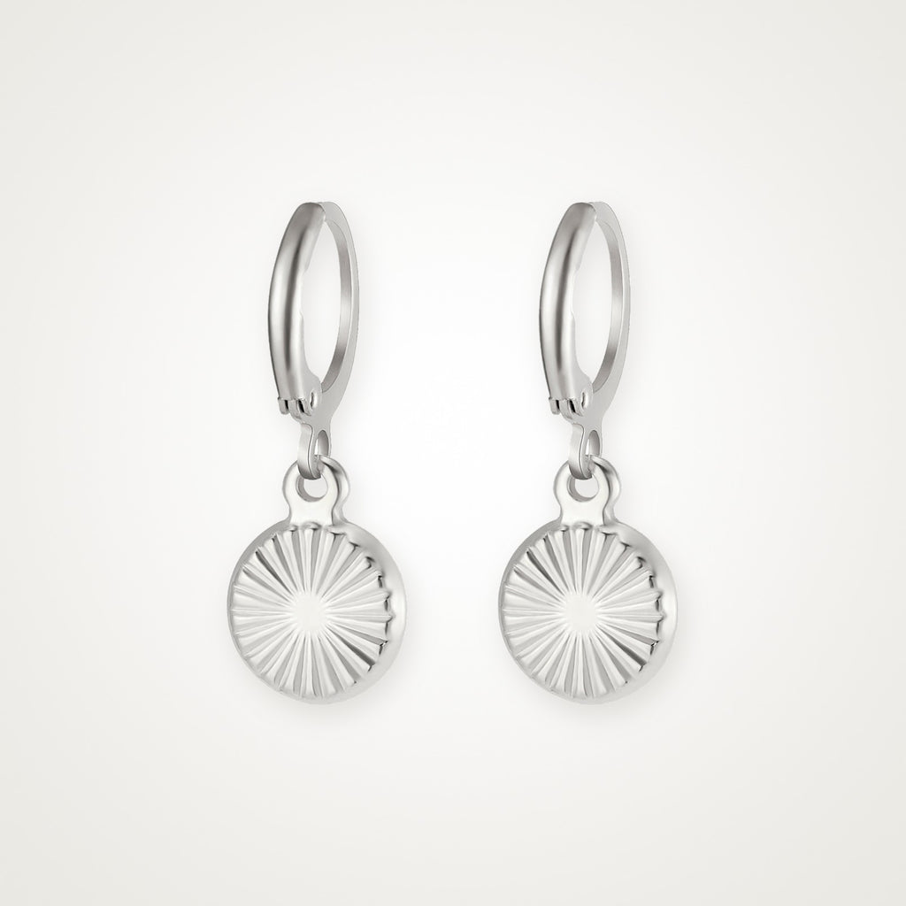 Aretes Medalla de sol plateados