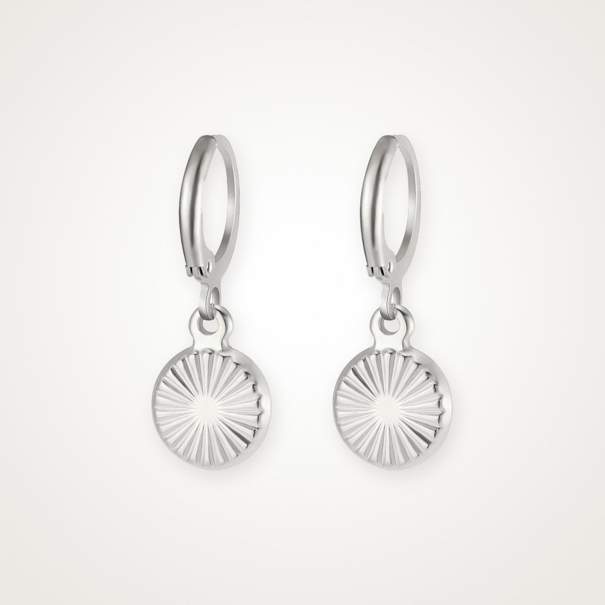 Aretes Medalla de sol plateados