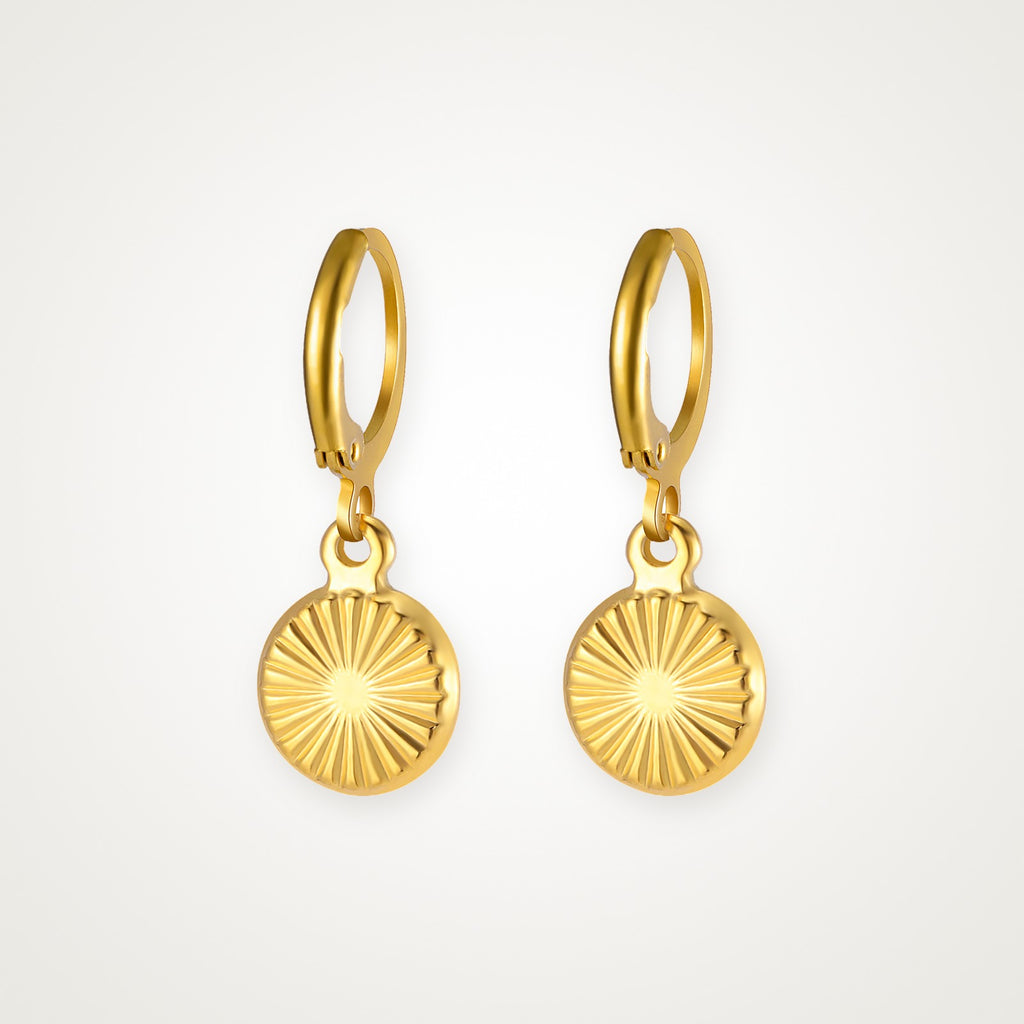 Aretes Medalla de sol dorados