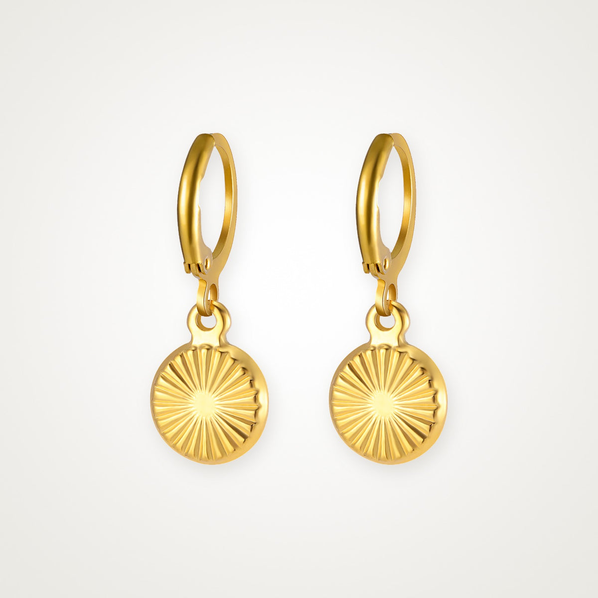 Aretes Medalla de sol dorados