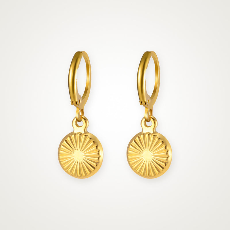 Aretes Medalla de sol dorados